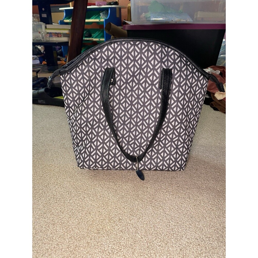 Eco One Insulated Lunch Tote Bag Black White Geometric Diamond Thermal Cooler